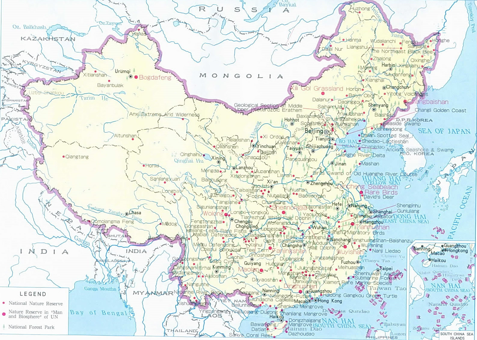 China Nature Reserves Map