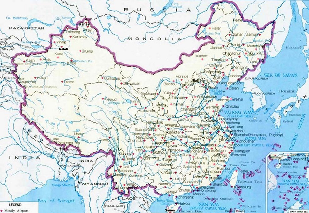 Map of China Airports